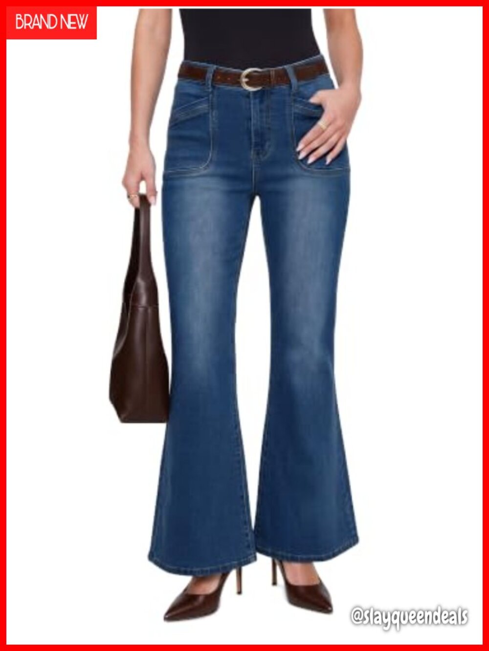 Womens High Waist Flare Jeans Stretchy Bell Bottom Denim Pants